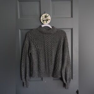 Cozy Gray Cable Knit Sweater
